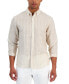 Фото #3 товара Men's Classic-Fit Halo Stripe Long Sleeve Button-Front Linen Shirt