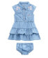 ფოტო #1 პროდუქტის Baby Girls Cap Sleeve Denim Dress with Ruffle Tier Skirt