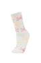 Kadın Nakış 3'lü Pamuklu Uzun Çorap B6099axns