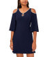 Women's Embellished Cold-Shoulder Elbow-Sleeve Dress