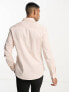 ASOS DESIGN wedding slim sateen shirt with pleated front in pale pink