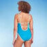 Фото #4 товара Women's Contrast Binding Scoop One Piece Swimsuit - Shade & Shore Blue L