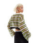 Noisy May open knit cropped jumper with wide sleeve in cream & green Черный, S - EU 36 - фото #3