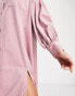 Фото #6 товара ASOS DESIGN cord oversized maxi shirt dress with splits in pink