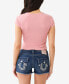 ფოტო #7 პროდუქტის Women's Short Sleeve Hook and Eye Rib Baby Tee