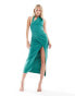 ASOS DESIGN Tall scuba wrap around halter neck midi dress in green grün, 46 - фото #2