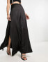 Flounce London maxi skirt with side split in black