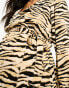 Фото #2 товара River Island Maternity zebra print wrap midi dress in brown