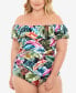 Фото #1 товара Swim Solutions Plus Size Off-The-Shoulder One-Piece Swimsuit Muti Size 24W