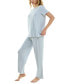 ფოტო #6 პროდუქტის Women's 2-Pc. Ribbed Lettuce-Edge Pajamas Set