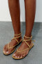 Split suede flat slider sandals