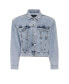 ფოტო #7 პროდუქტის Women's Cropped Denim Jacket with Shoulder Pads