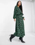 Фото #2 товара New Look floral crinkle midi dress with ruffle detail in green