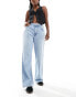 Фото #1 товара New Look Bramble low rise wide leg jeans in light blue