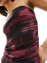 ASOS DESIGN bandeau ruffle maxi dress in dark pink abstract print ABSTRACT PINK, 42 - фото #5