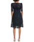 Teri Jon By Rickie Freeman Lace Jewel Neck Elbow-Sleeve Sheath Dress Women's