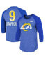 Фото #1 товара Men's Threads Matthew Stafford Royal Los Angeles Rams Super Bowl LVI Name Number Raglan 3/4 Sleeve T-shirt