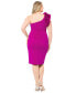 Фото #4 товара Plus Size Ruffled One-Shoulder Sleeveless Bodycon Dress