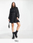 Фото #1 товара River Island Tall batwing shirt mini dress in black