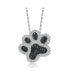 ფოტო #1 პროდუქტის White Gold Plating with Black & White Cubic Zirconia Cat Dog Pet Paw Pendant Necklace in Sterling Silver