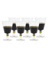 Фото #1 товара Black Water Glasses with Trim and Stem, Set of 6