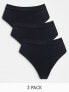 Фото #1 товара Lindex seamless rib high waist thong 3 pack in black