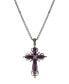 Фото #1 товара Symbols of Faith silver-Tone Purple Crystal Cross Necklace