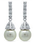ფოტო #1 პროდუქტის Imitation Pearl Cubic Zirconia Vintage Pyramid Style Drop Earrings Crafted in Silver Plate