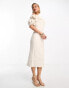 Фото #4 товара & Other Stories corseted stretch midi dress with ruffle and volume sleeves in soft white