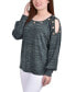 ფოტო #3 პროდუქტის Petite Long Sleeve Shoulder Cutout Tunic Top