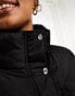 Threadbare Plus Holly belted waist maxi puffer coat in black