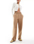 Vila elasticated waist wide leg trousers in camel