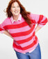 Фото #3 товара Plus Size Crewneck Striped Shaker Sweater, Created for Macy's