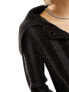 Фото #3 товара Reclaimed Vintage plated rib knit jumper with large collar in black