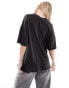 ONLY boxy fit t-shirt with rhinestone in washed black