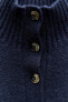 High neck knit sweater with buttons