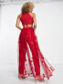Фото #2 товара Starlet cut-out embroidered jumpsuit with detachable overlay in red