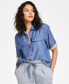 Фото #1 товара Women's Cotton Short-Sleeve Camp Shirt