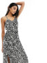 Vero Moda jersey halterneck maxi dress with tie waist in mono floral print