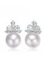 Фото #1 товара Elegant Fresh Water Pearl Marquise Earrings in Sterling Silver White Gold Plating with Cubic Zirconia