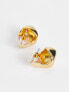 Фото #4 товара ASOS DESIGN 14k gold plated earrings with molten stud design