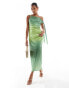 Фото #2 товара ASOS DESIGN sequin twisted drape midi dress in green ombre