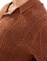 Фото #4 товара Hollister short sleeve open stitch knit shirt in rust