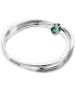 ფოტო #4 პროდუქტის Silver-Tone Hyperbola Green Stone Bangle Bracelet