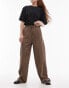 Фото #1 товара Mango elasticated tie waist relaxed trouser in brown