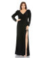 Фото #1 товара Women's Plus Size Embellished Long Sleeve Faux Wrap Gown