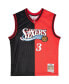 Фото #4 товара Men's Allen Iverson Black, Red Philadelphia 76ers Hardwood Classics 2000-01 Split Swingman Jersey