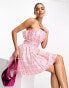 Фото #1 товара Collective the Label exclusive embellished bandeau mini dress in pink check sequin