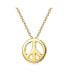 Tiny Minimalist Symbol World Peace Sign Pendant Necklace For Teen Women Yellow Gold Plated .925 Sterling Silver