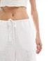 Фото #3 товара ASOS DESIGN Tall wide leg pull on trouser with linen in white